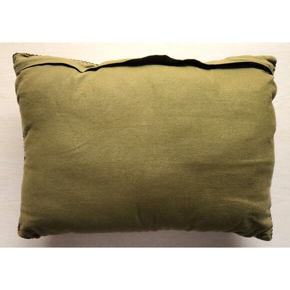 THROW PILLOW-VINTAGE PIER 1-Green-Beaded-Textured-Pillow Inside-16"X12"-Zipper - Picture 10 of 16